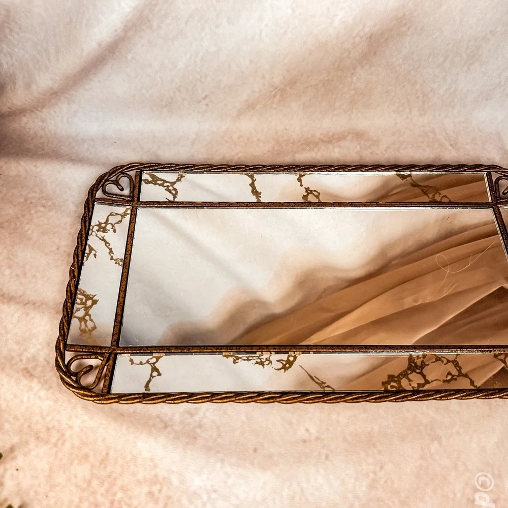 Gilded Twisted Metal Mirror Tray
